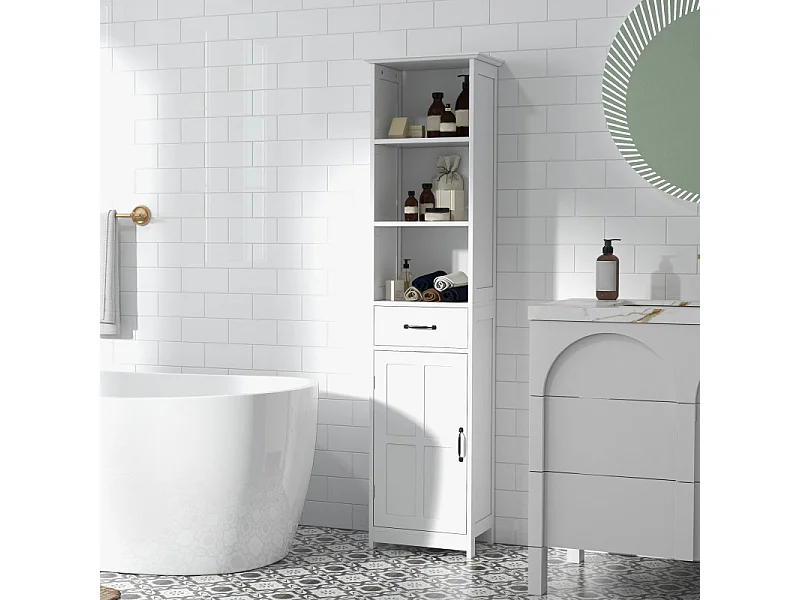 Armoire salle de bains haute AURENZO blanche