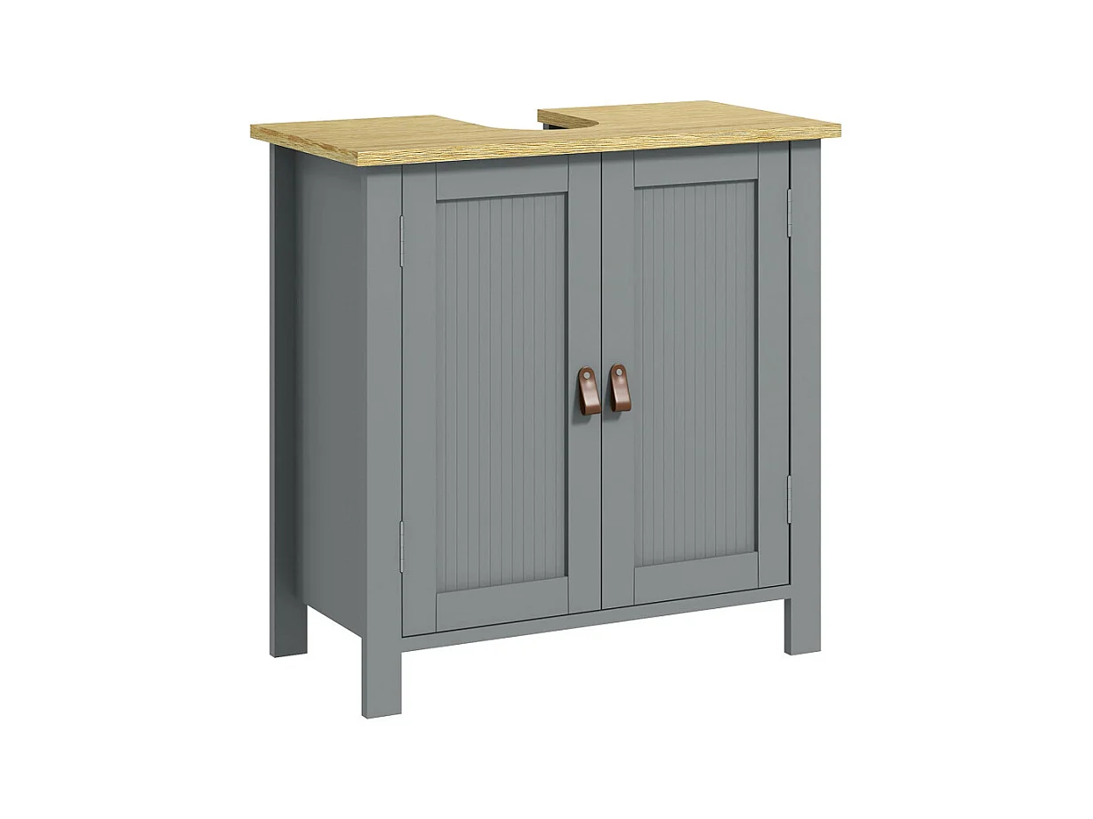 Meuble sous-vasque sur pieds 2 portes COSIMO bois clair et gris