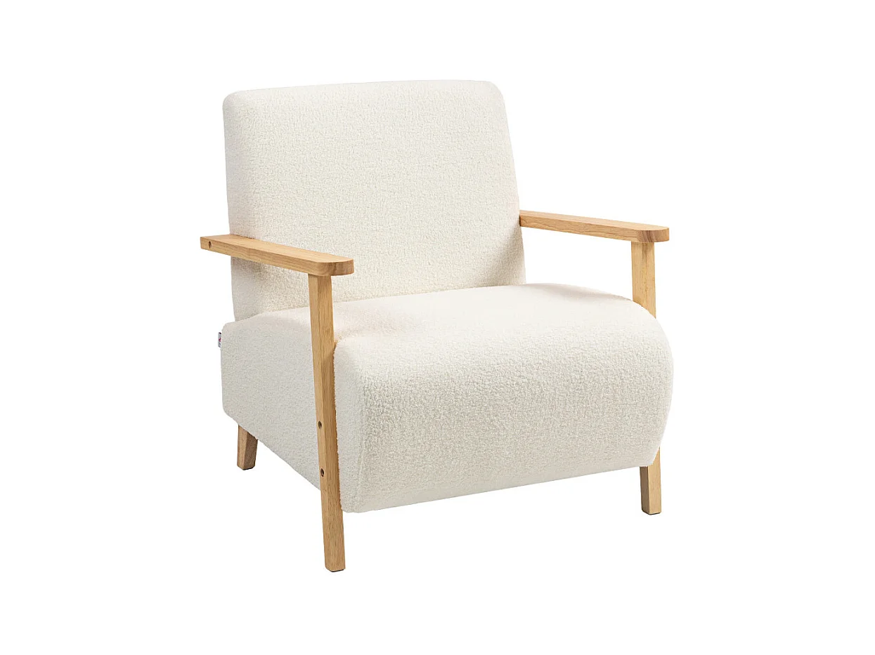 Fauteuil style nordique effet laine bouclée MAUD crème