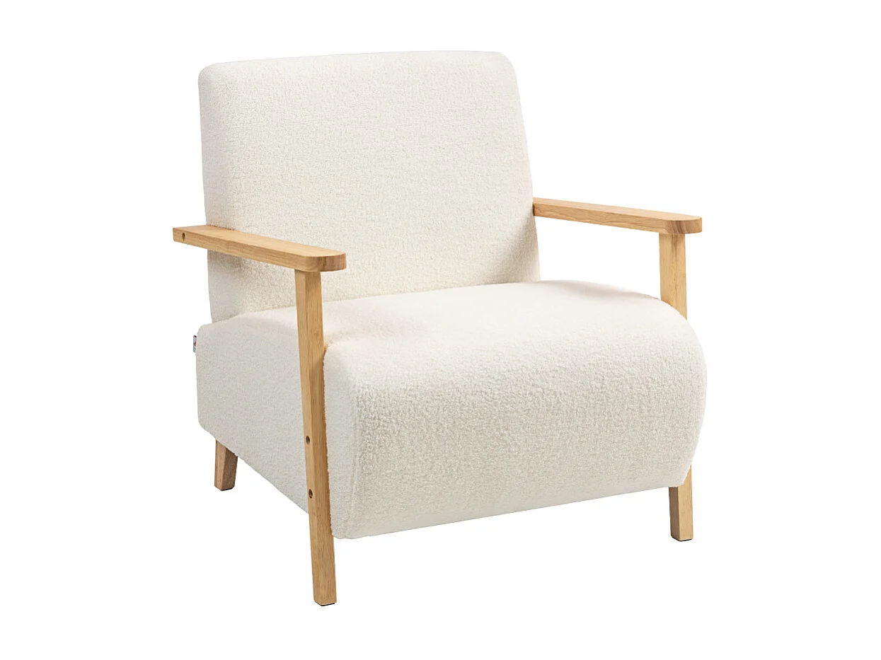 Fauteuil style nordique effet laine bouclée MAUD crème
