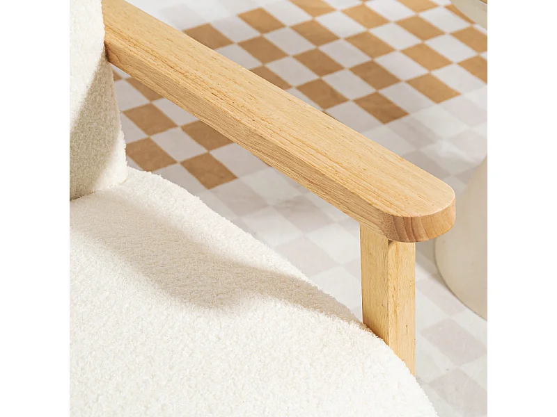 Fauteuil style nordique effet laine bouclée MAUD crème