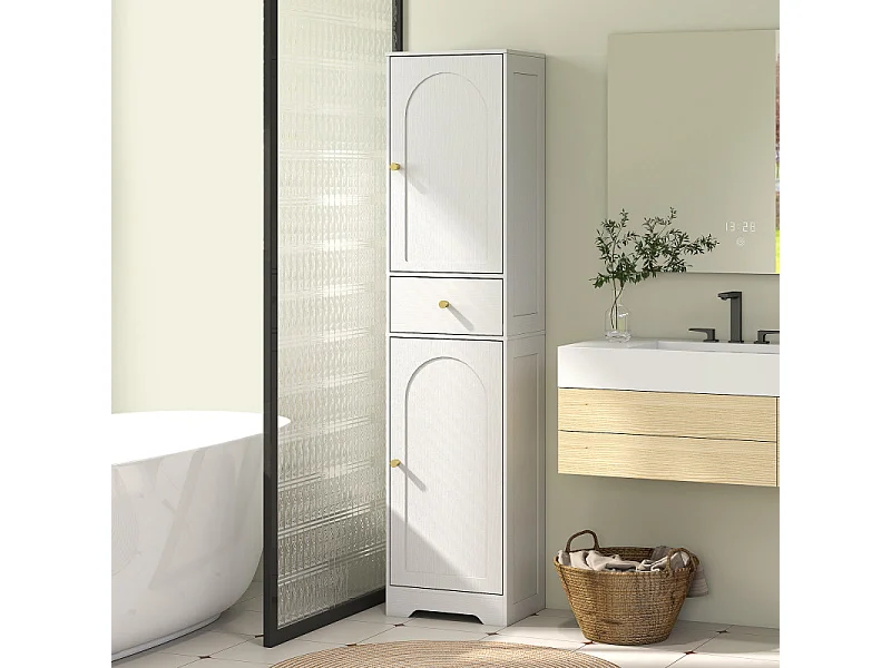 Colonne salle de bain design BIANKA blanche et or