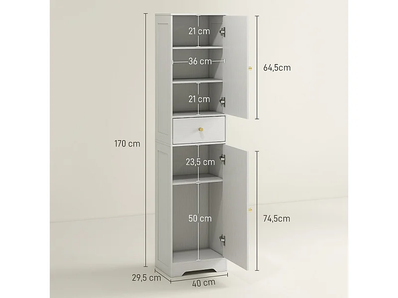 Colonne salle de bain design BIANKA blanche et or