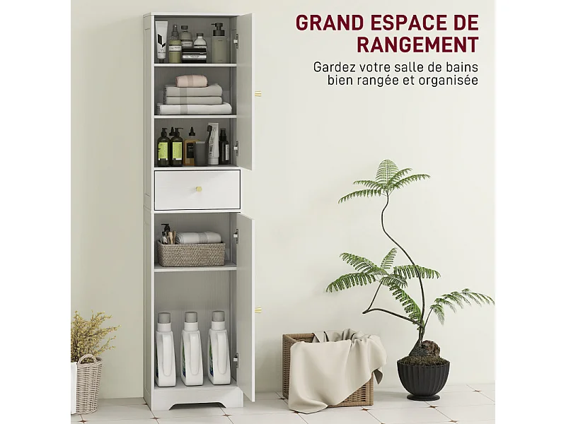 Colonne salle de bain design BIANKA blanche et or