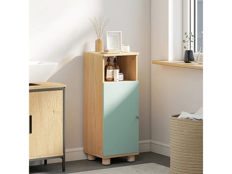 Meuble salle de bain porte étagère THEO vert d'eau