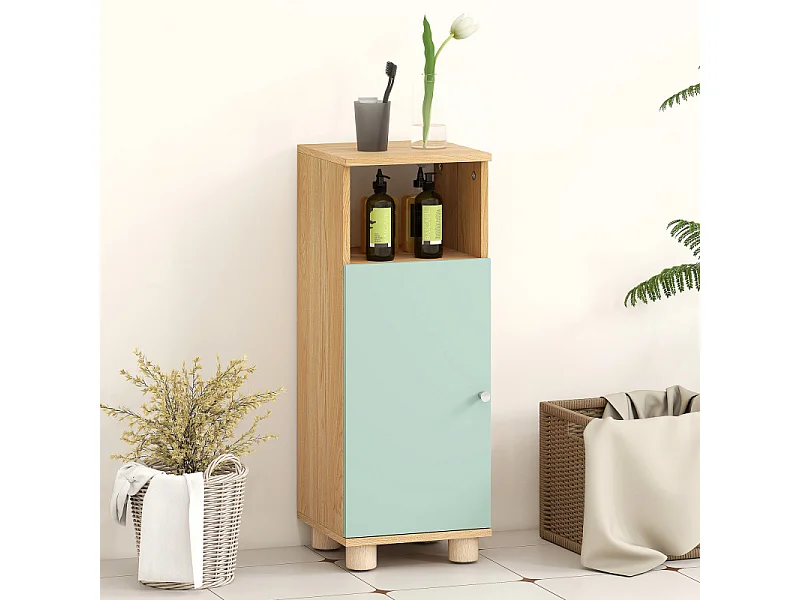 Meuble salle de bain porte étagère THEO vert d'eau