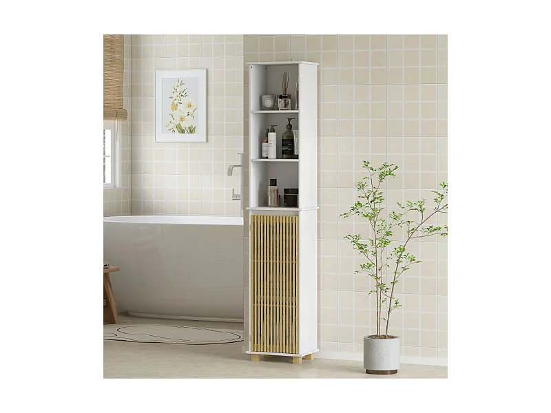 Colonne salle de bain LODOVICO bambou et blanc
