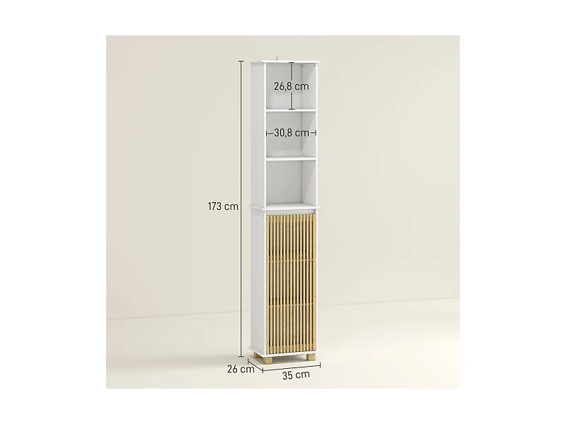 Colonne salle de bain LODOVICO bambou et blanc