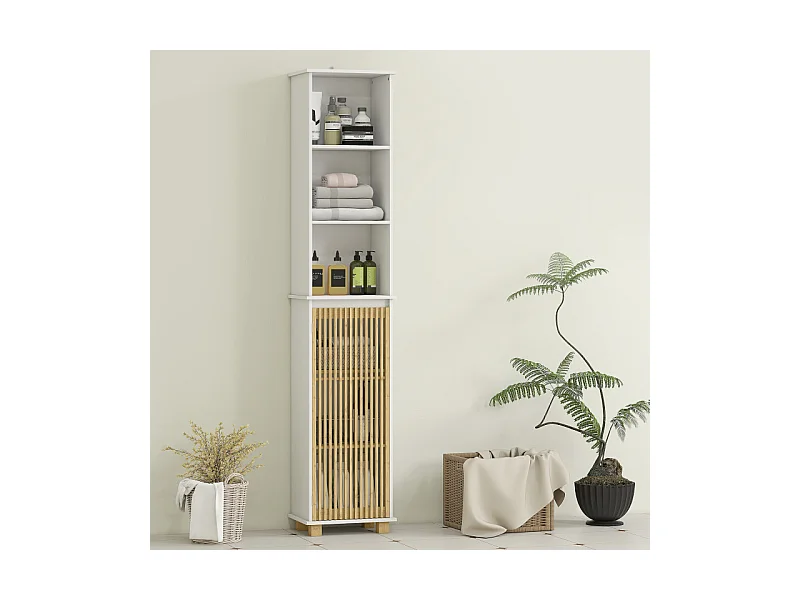 Colonne salle de bain LODOVICO bambou et blanc