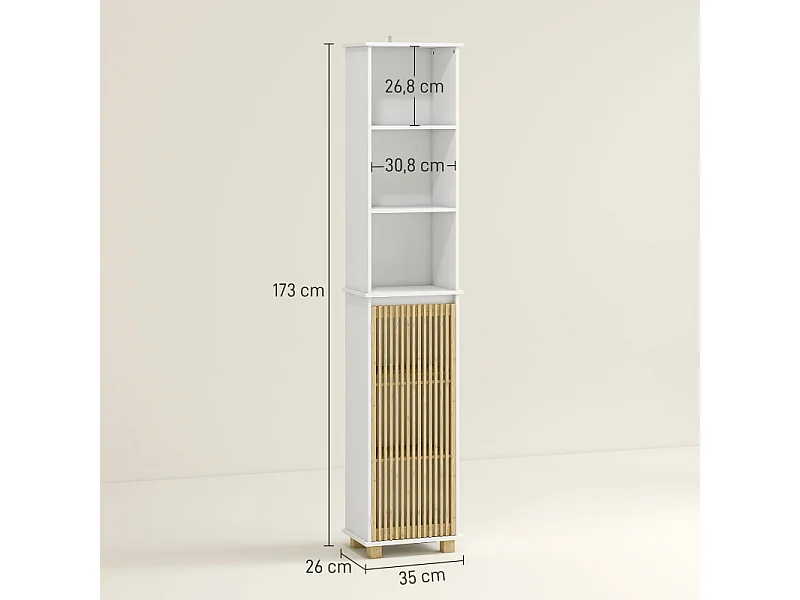 Colonne salle de bain LODOVICO bambou et blanc