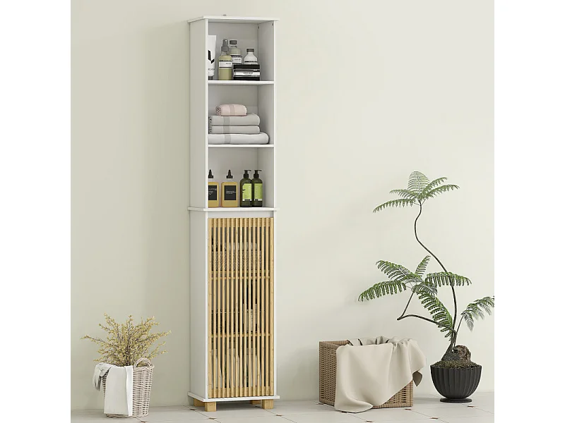 Colonne salle de bain LODOVICO bambou et blanc