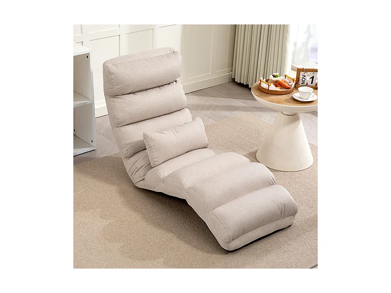 Fauteuil paresseux convertible LIZARO aspect lin beige