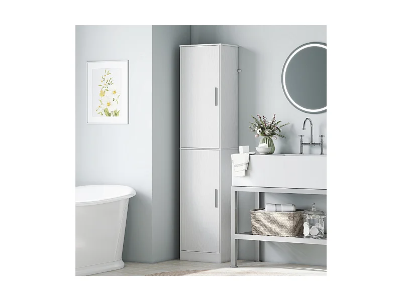 Colonne salle de bain 2 portes GIULIANO effet bois blanc