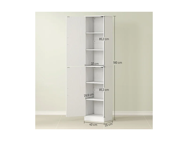 Colonne salle de bain 2 portes GIULIANO effet bois blanc