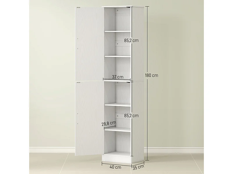 Colonne salle de bain 2 portes GIULIANO effet bois blanc