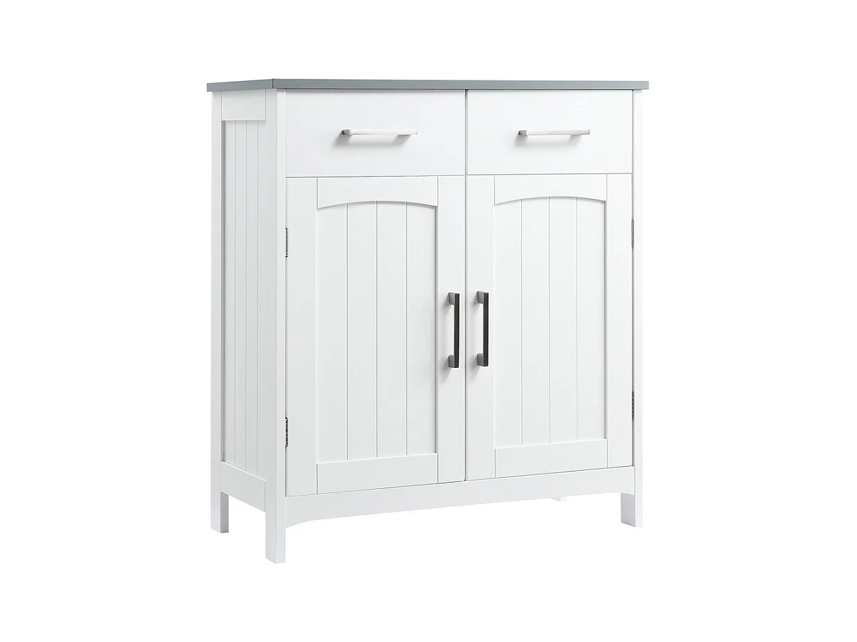 Meuble bas de salle de bain sur pied LIOR blanc et gris