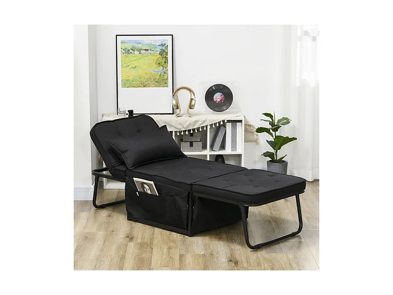 Fauteuil chaise longue lit MATTEO noire