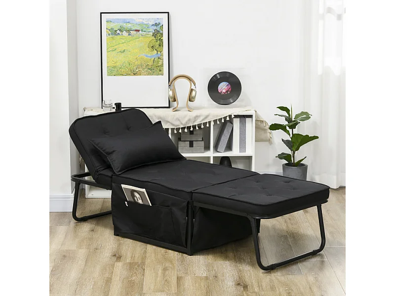 Fauteuil chaise longue lit MATTEO noire