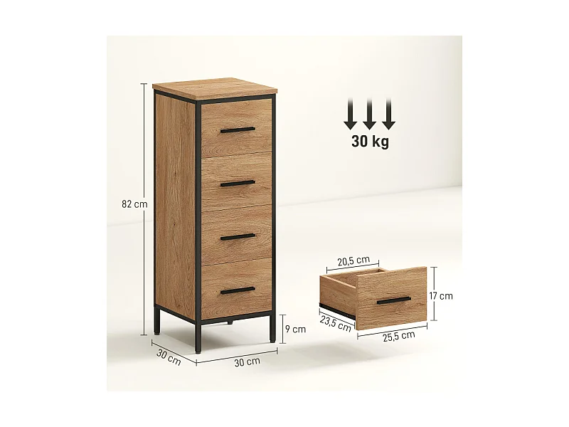 Chiffonnier industriel aspect ETTORE chêne