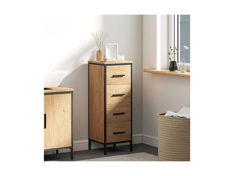 Chiffonnier industriel aspect ETTORE chêne