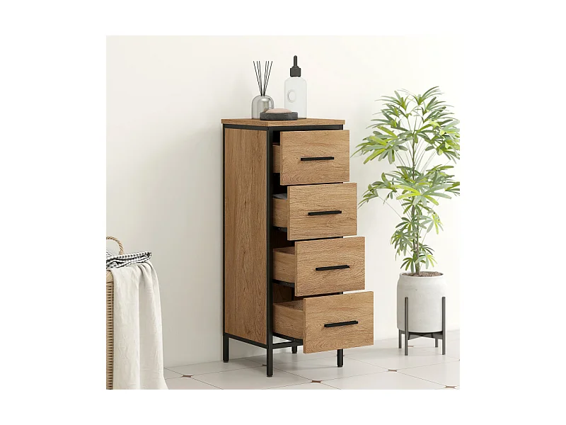 Chiffonnier industriel aspect ETTORE chêne
