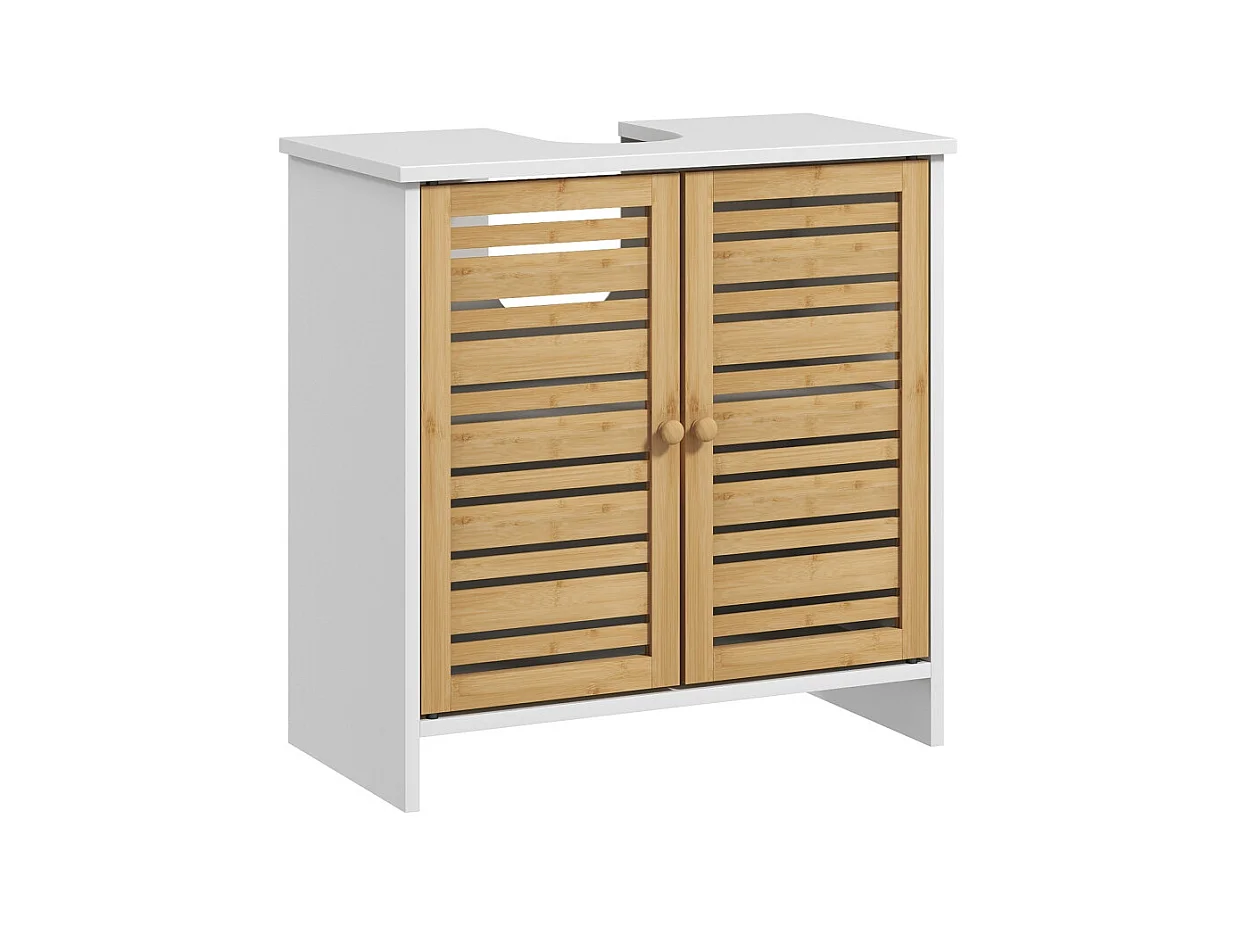 Meuble sous vasque ELIOS bambou et blanc