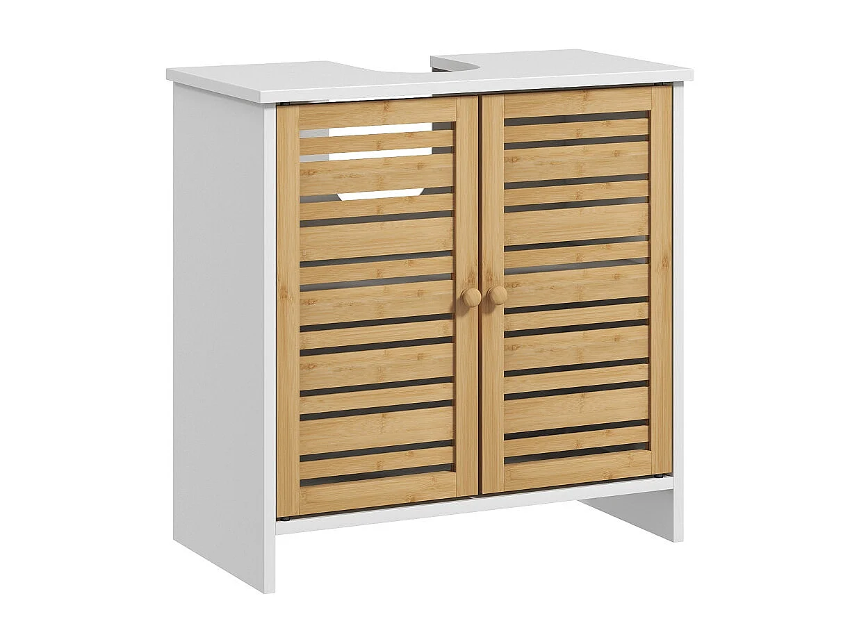 Meuble sous vasque ELIOS bambou et blanc