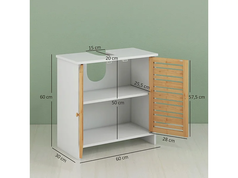 Meuble sous vasque ELIOS bambou et blanc