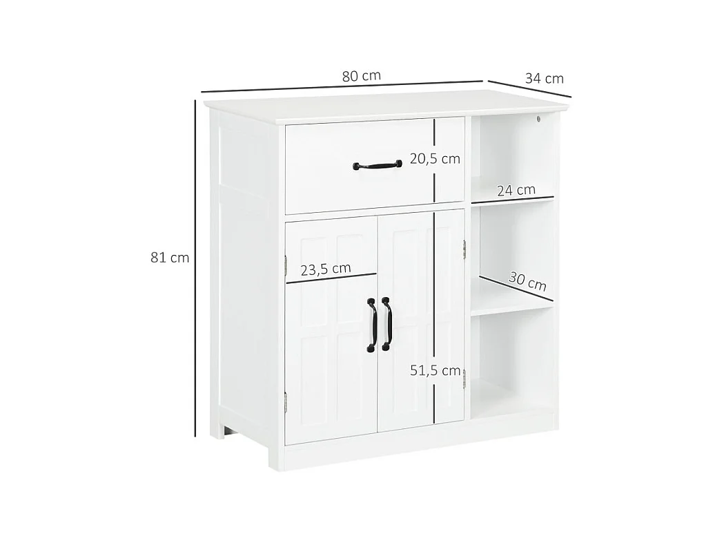 Meuble bas salle de bain 2 portes étagères LAZARO blanc