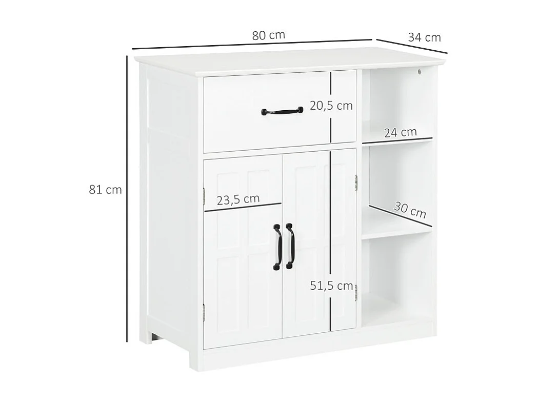 Meuble bas salle de bain 2 portes étagères LAZARO blanc