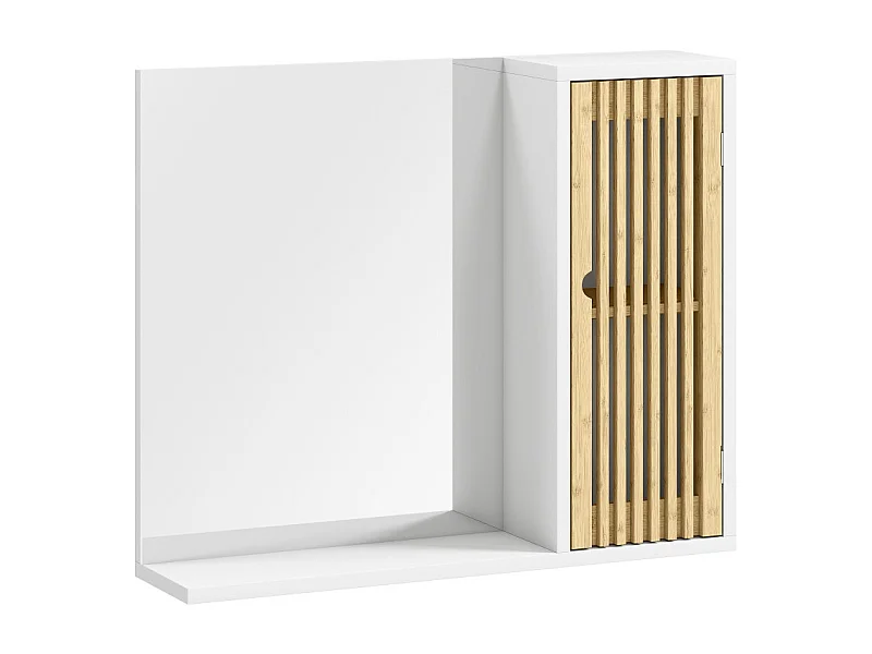 Armoire miroir salle de bain NILO bambou blanc