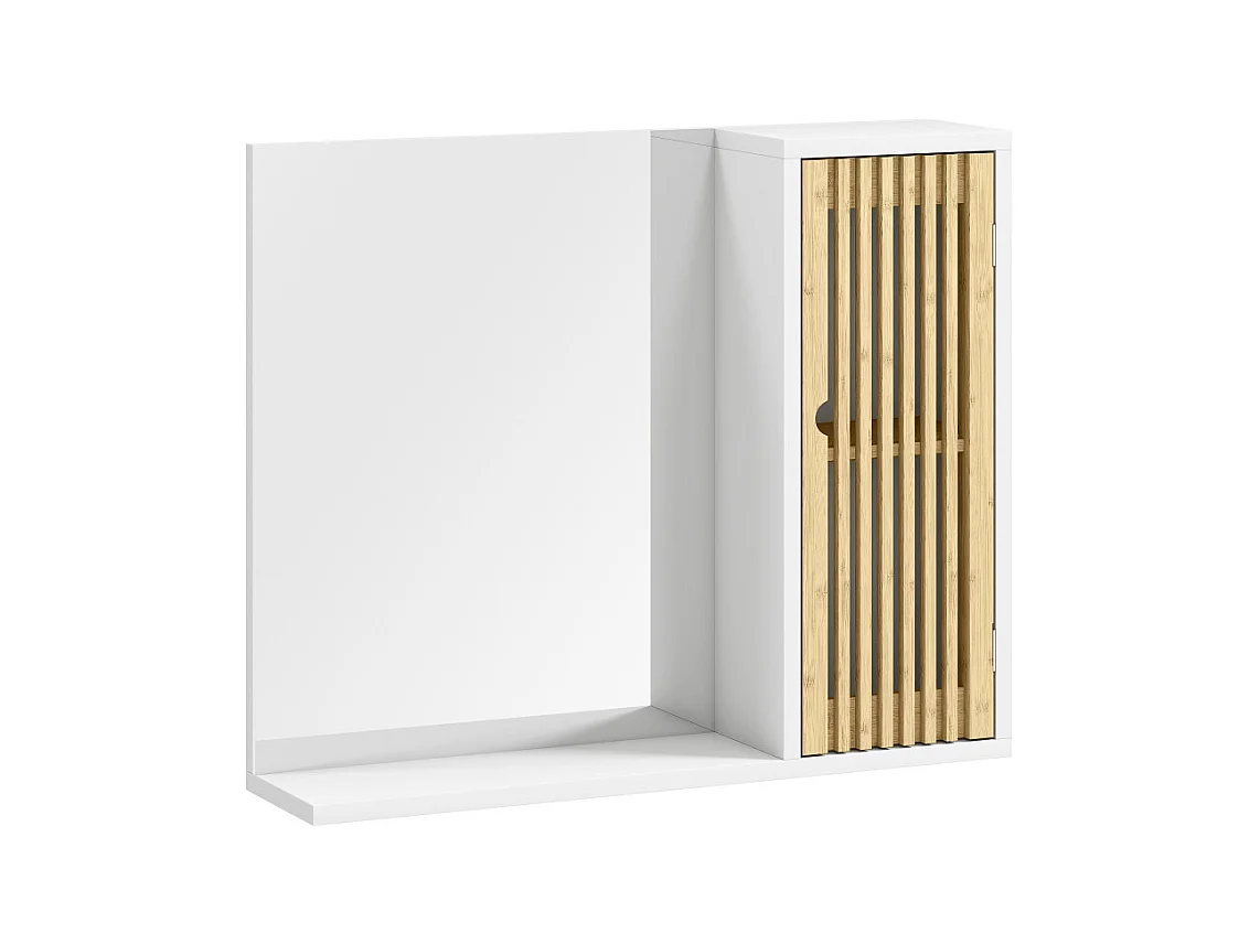 Armoire miroir salle de bain NILO bambou blanc