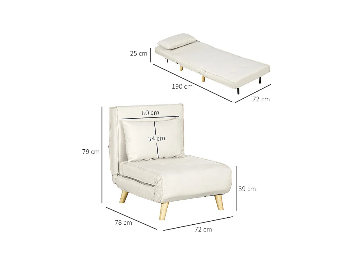 Fauteuil convertible SOA beige clair