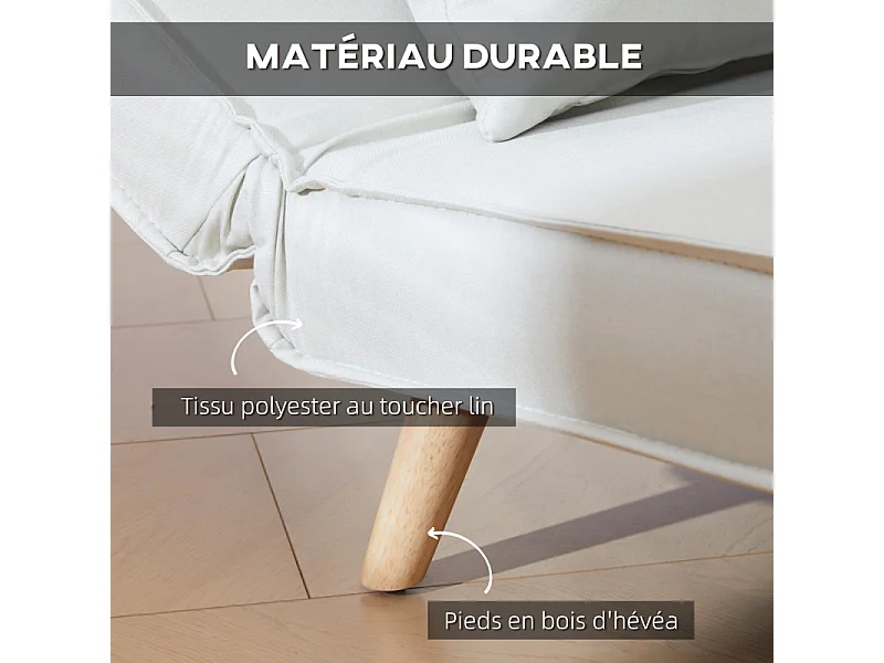 Fauteuil convertible avec coussin NAMI blanc cassé