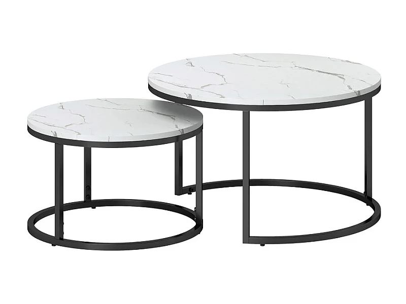 Lot de 2 tables basses rondes gigognes empilables LIORA blanc