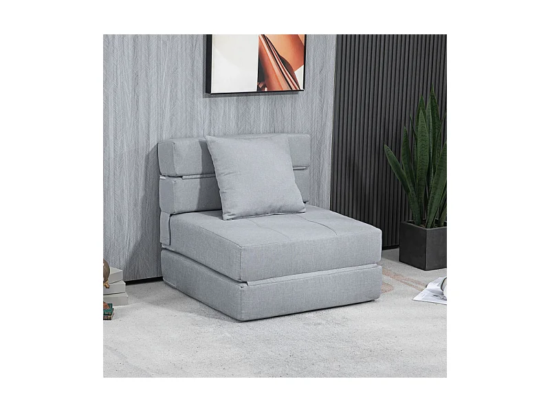 Fauteuil chauffeuse convertible MELYA gris clair