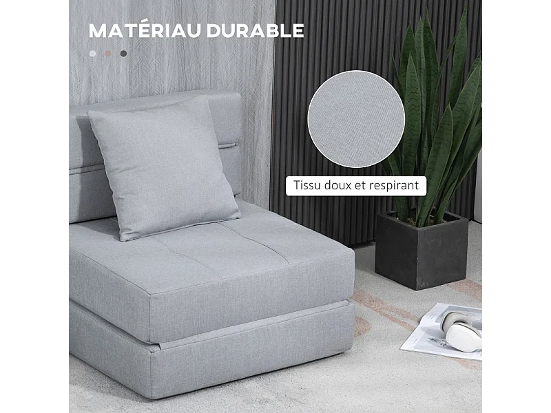 Fauteuil chauffeuse convertible MELYA gris clair