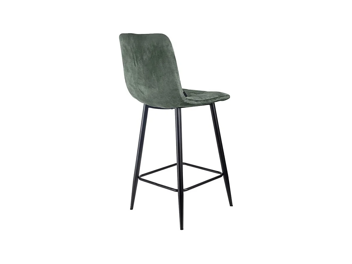 Lot 2 chaises de bar avec assise H.75 cm en velours vert - NAMI 2