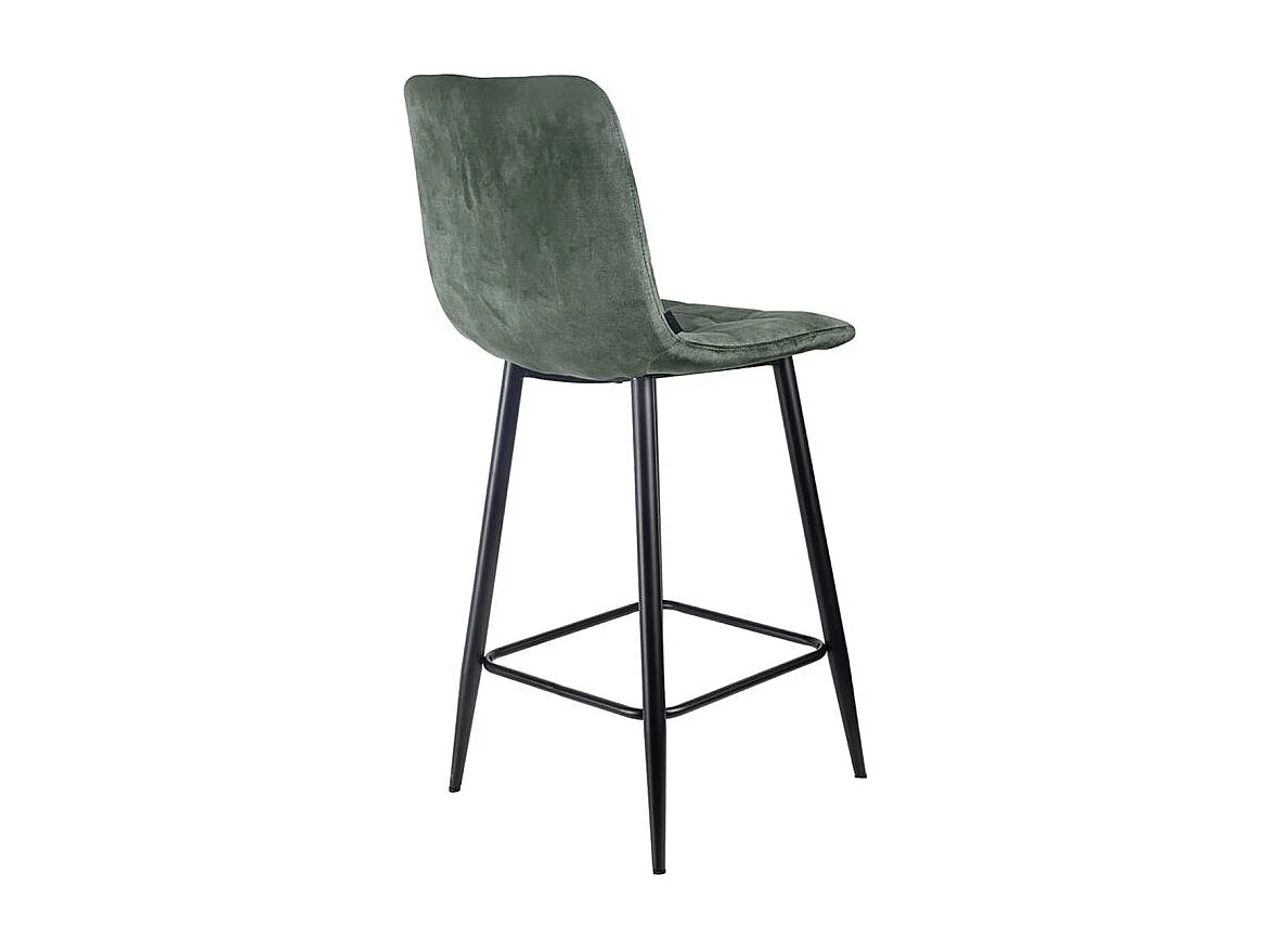 Lot 2 chaises de bar avec assise H.75 cm en velours vert - NAMI 2