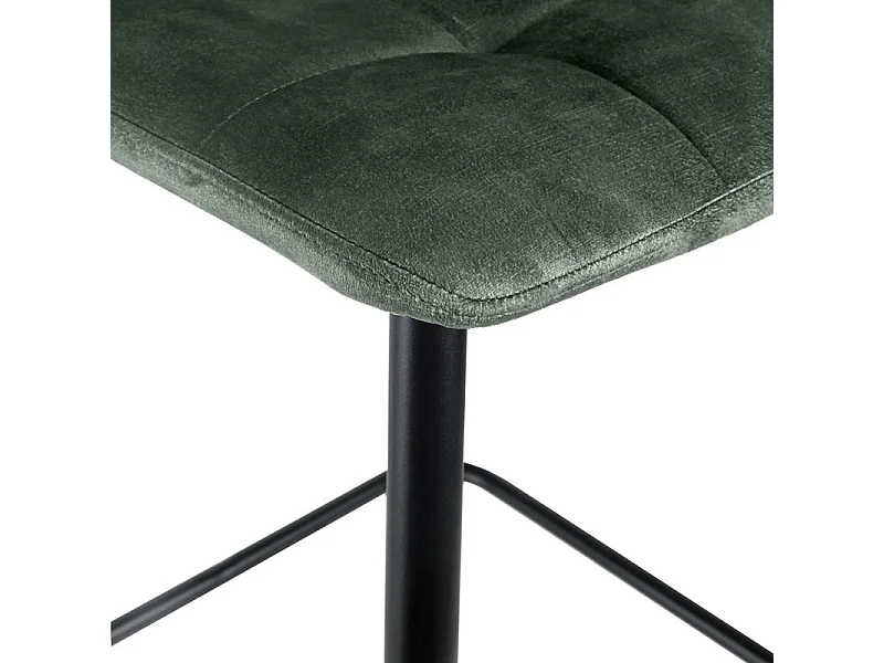 Lot 2 chaises de bar avec assise H.75 cm en velours vert - NAMI 2