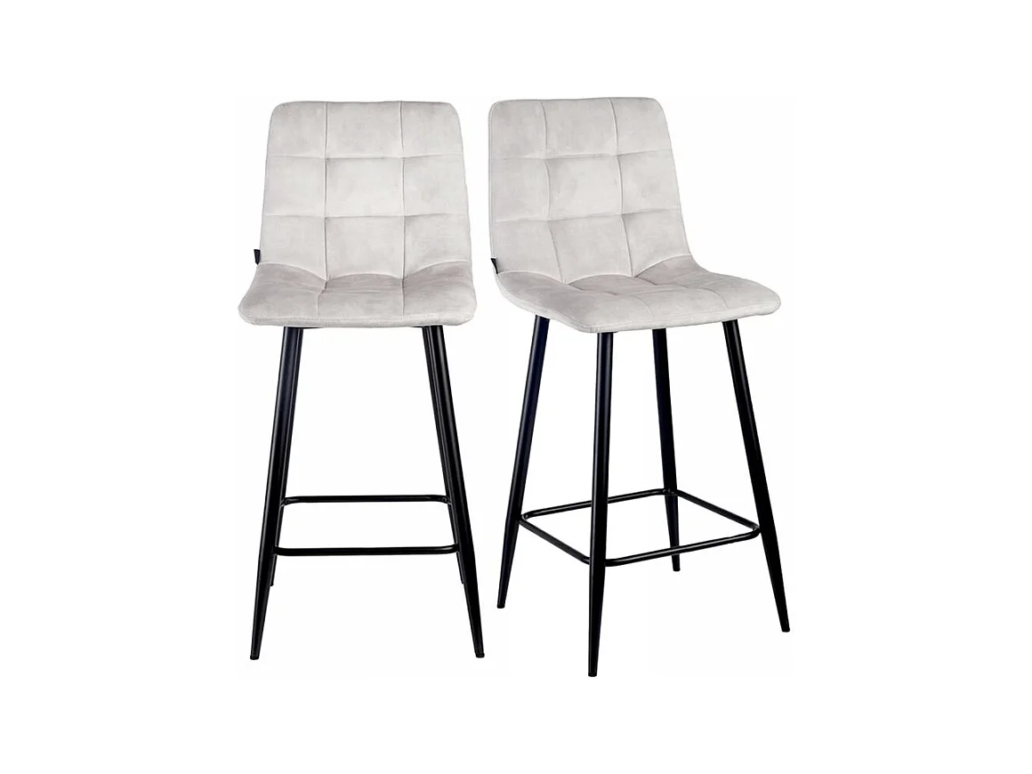 Lot 2 chaises de bar avec assise H.75 cm en velours écru - NAMI 2