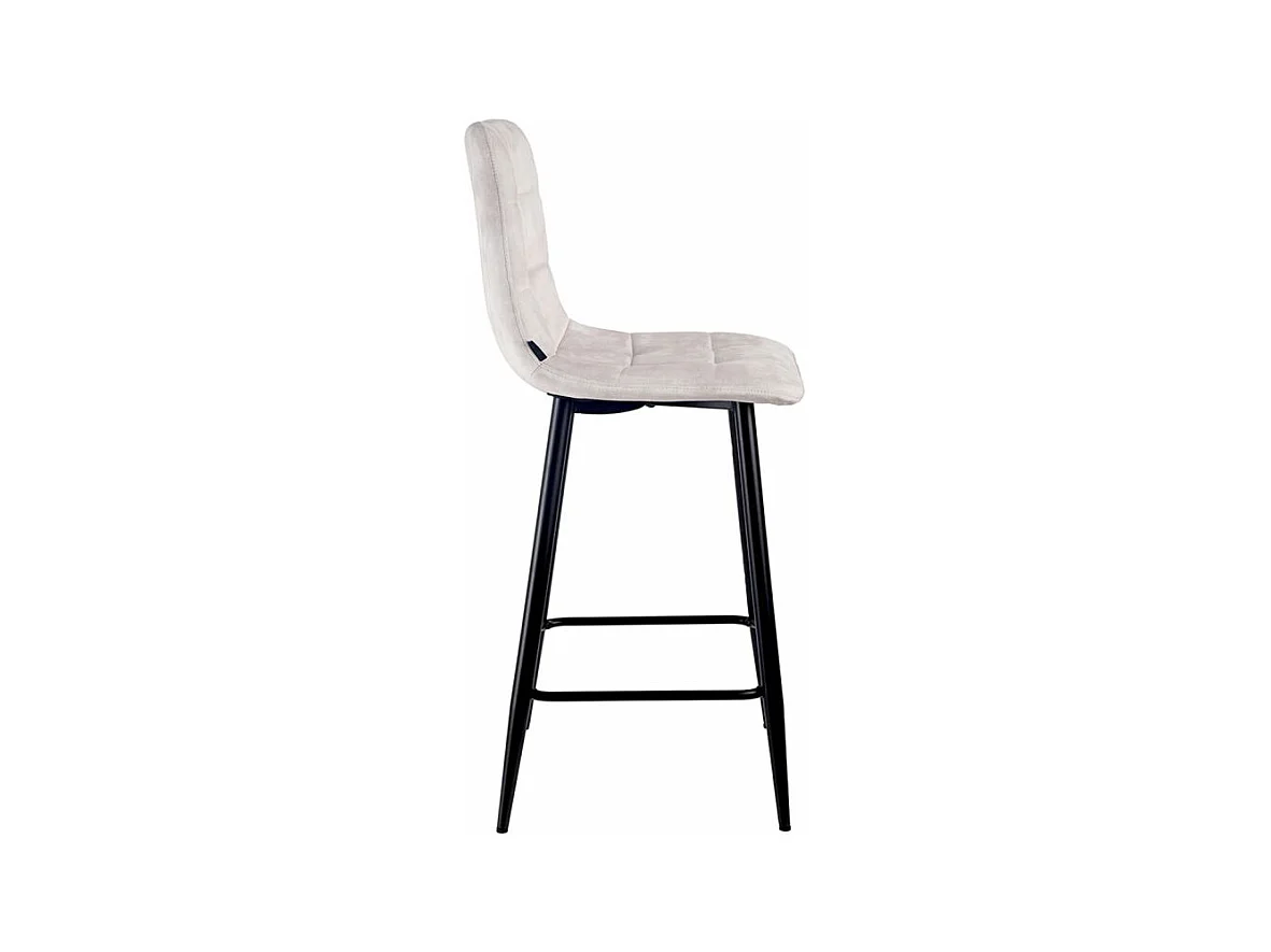 Lot 2 chaises de bar avec assise H.75 cm en velours écru - NAMI 2