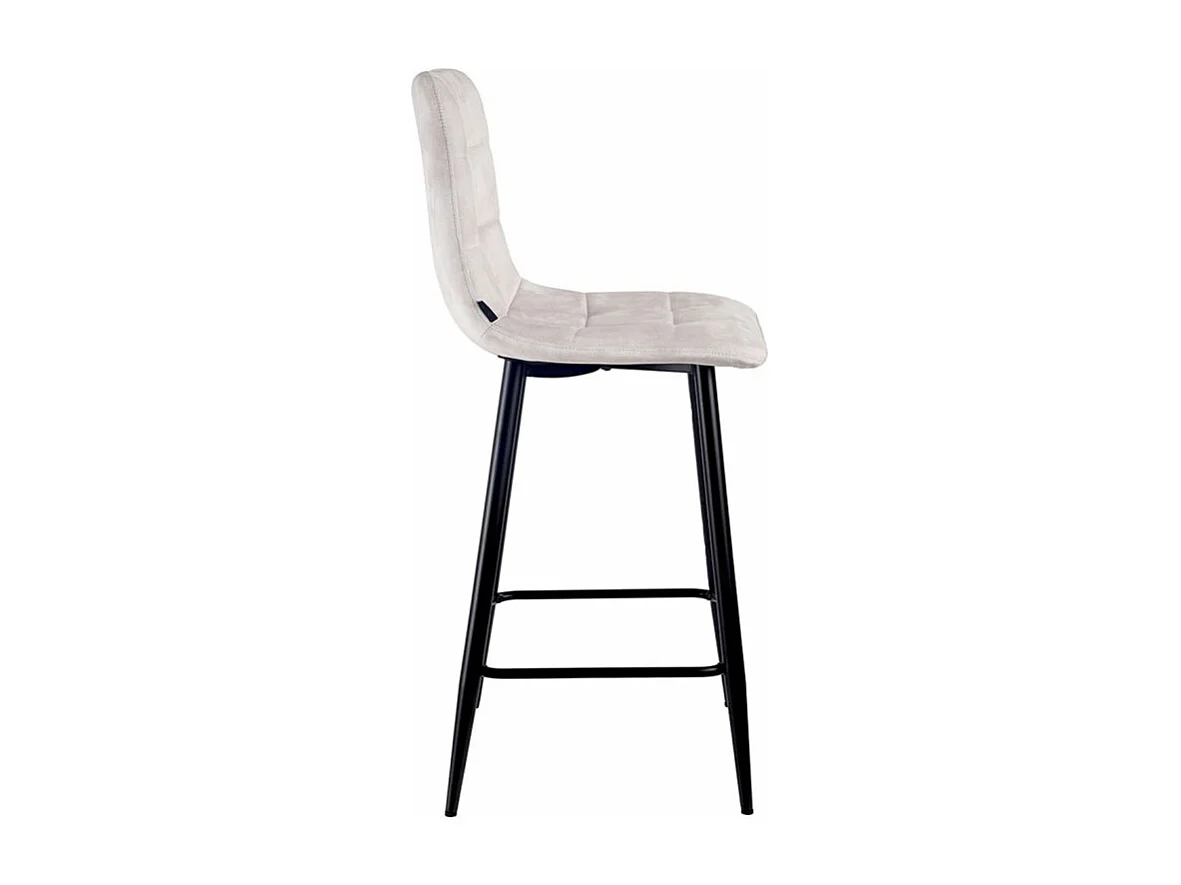 Lot 2 chaises de bar avec assise H.75 cm en velours écru - NAMI 2