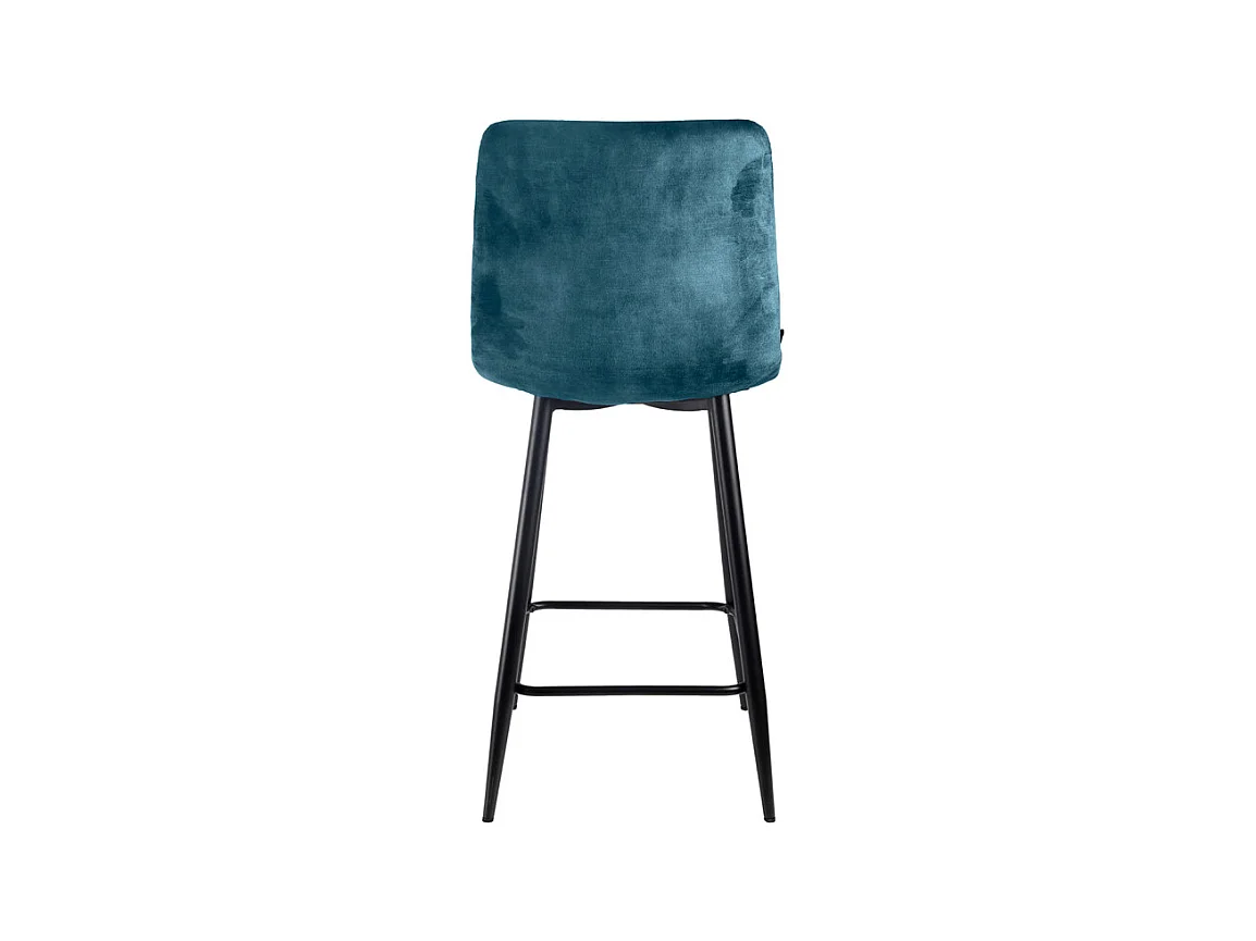 Lot 2 chaises de bar avec assise H.75 cm en velours bleu - NAMI 2