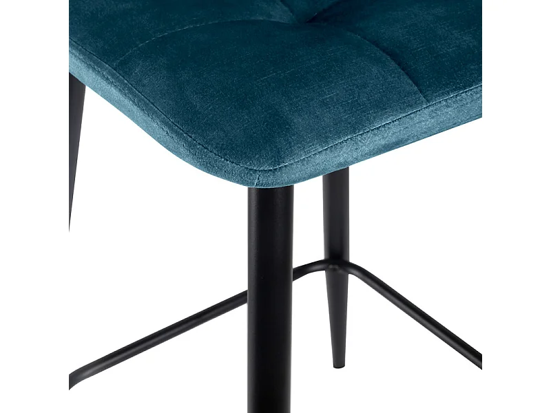 Lot 2 chaises de bar avec assise H.75 cm en velours bleu - NAMI 2