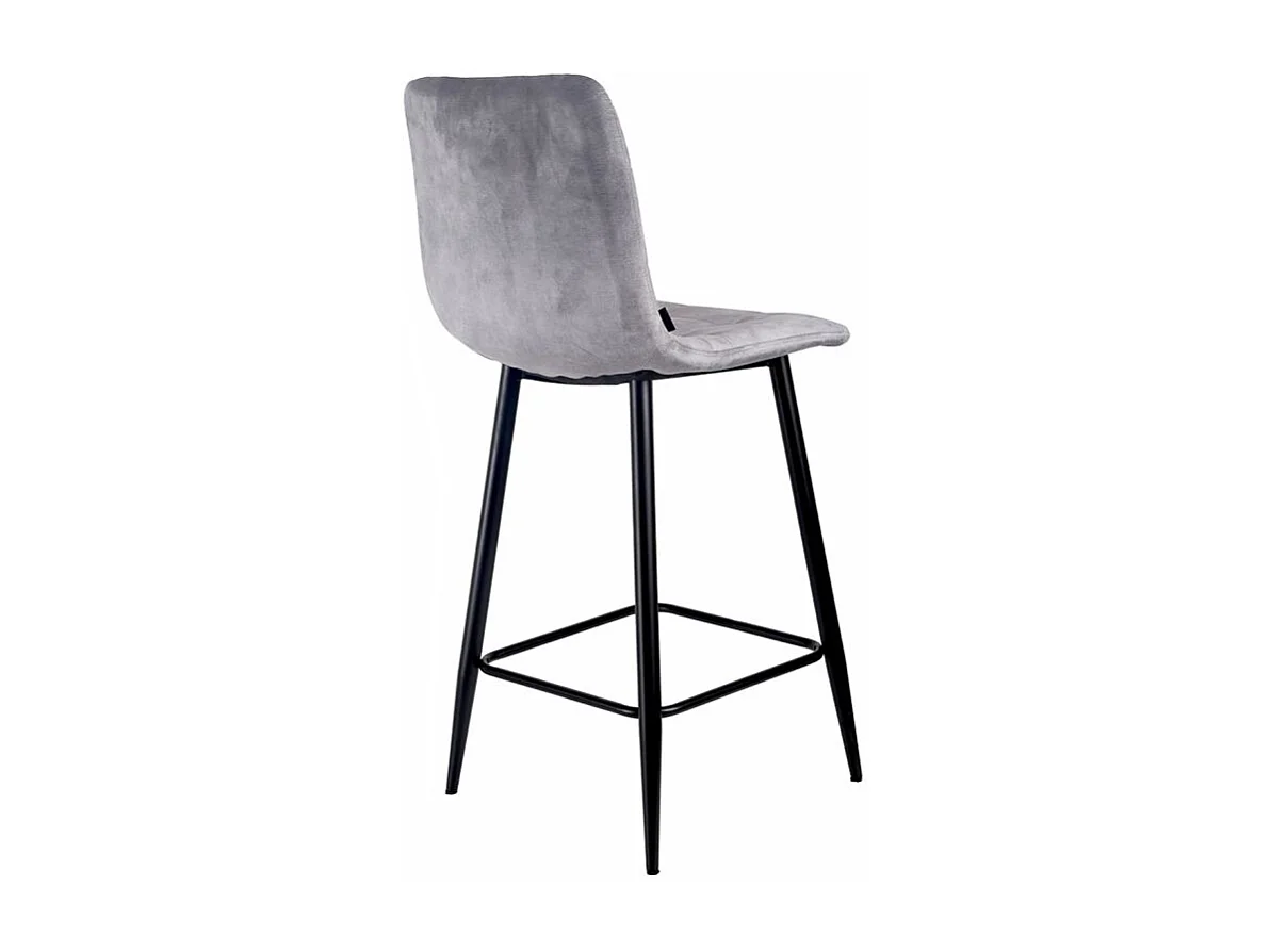 Lot 2 chaises de bar assise H.75 cm en velours gris clair - NAMI 2