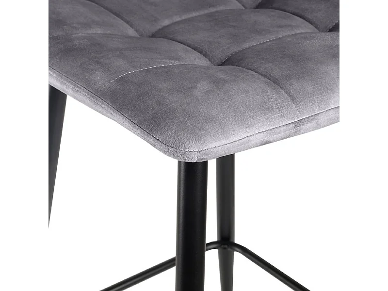 Lot 2 chaises de bar assise H.75 cm en velours gris clair - NAMI 2