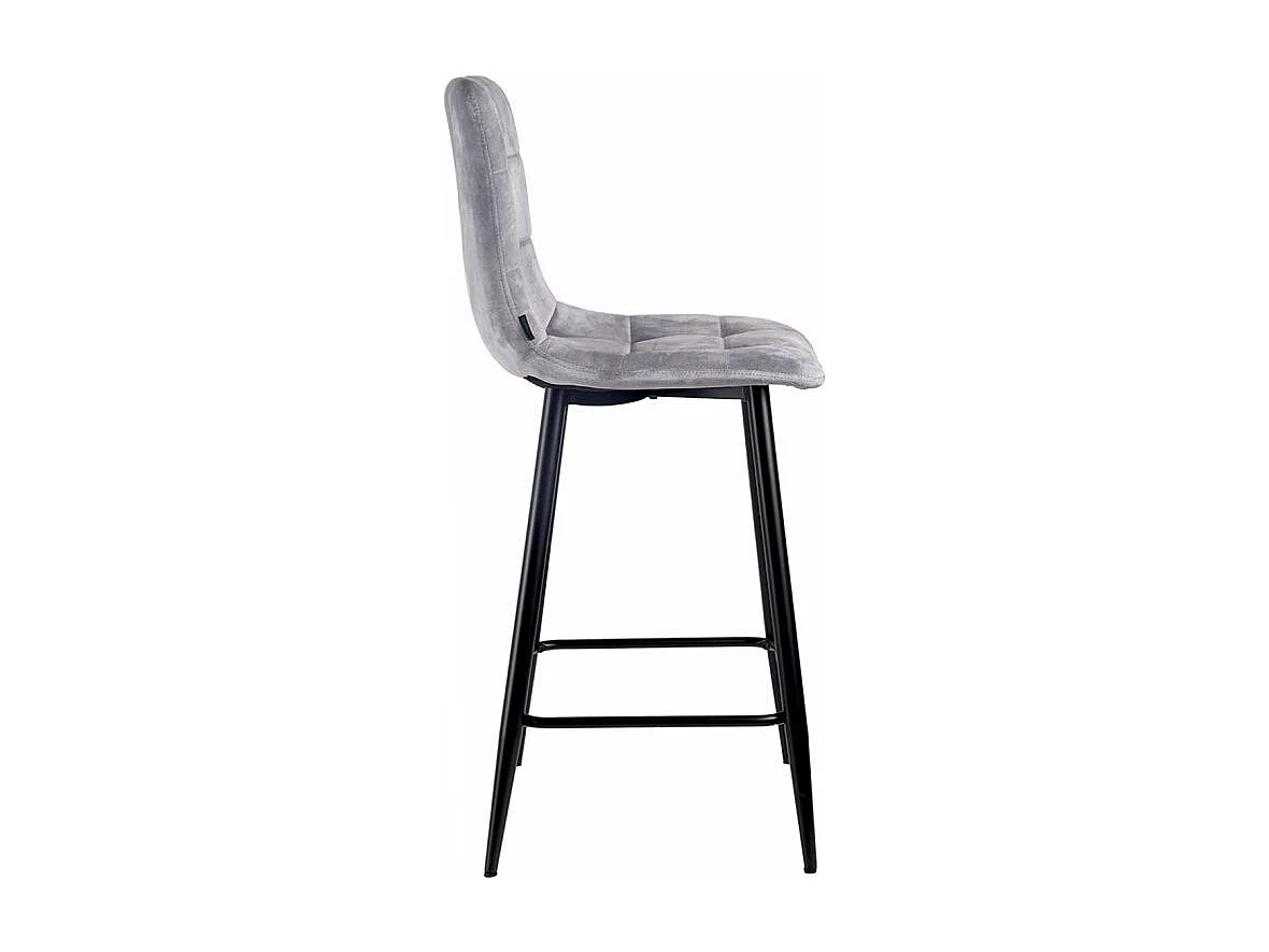 Lot 2 chaises de bar assise H.75 cm en velours gris clair - NAMI 2