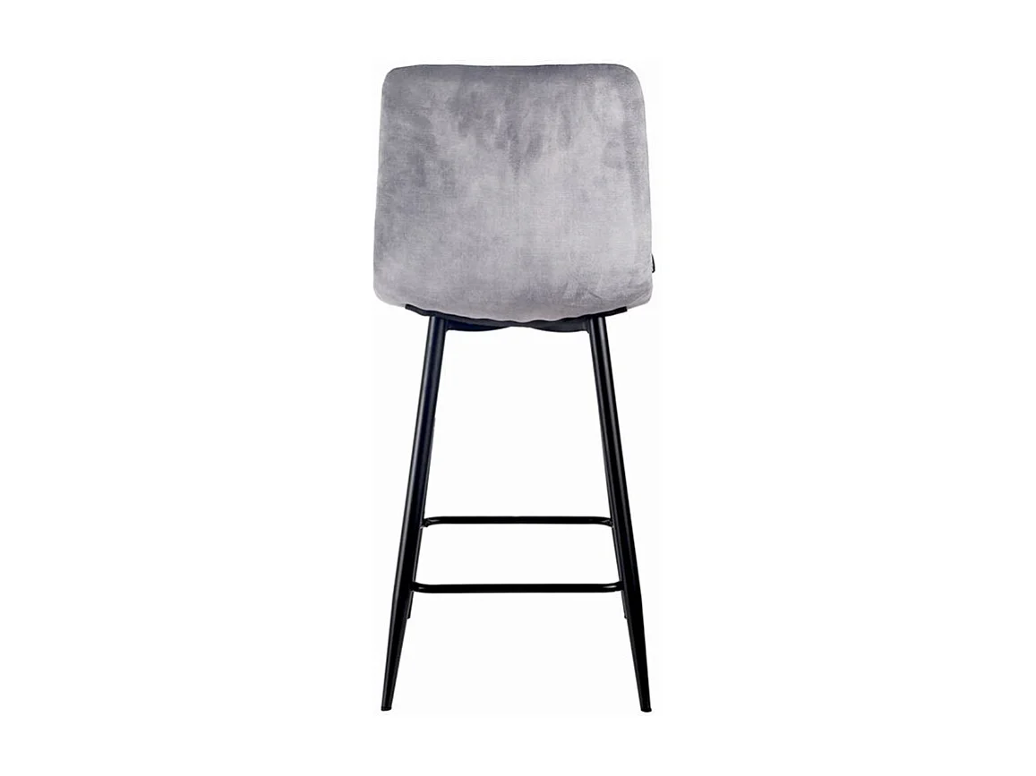 Lot 2 chaises de bar assise H.75 cm en velours gris clair - NAMI 2