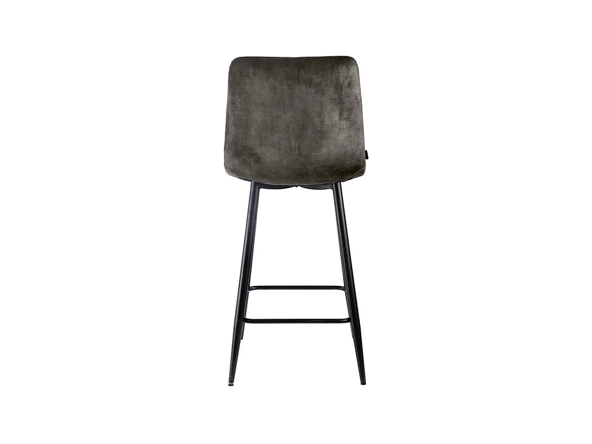 Lot 2 chaises de bar assise H.75 cm en velours gris foncé - NAMI 2